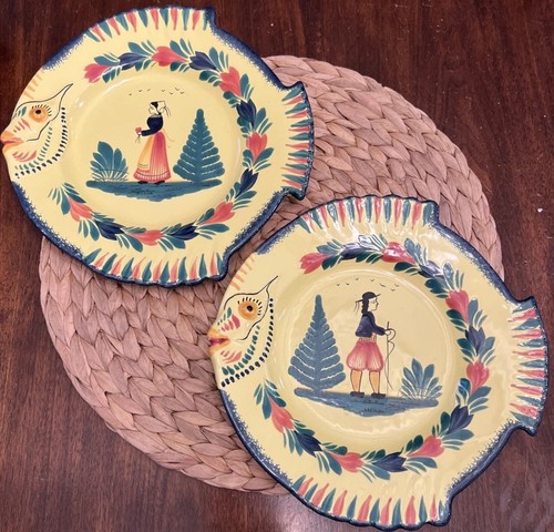 Henriot quimper fish plates - hb,