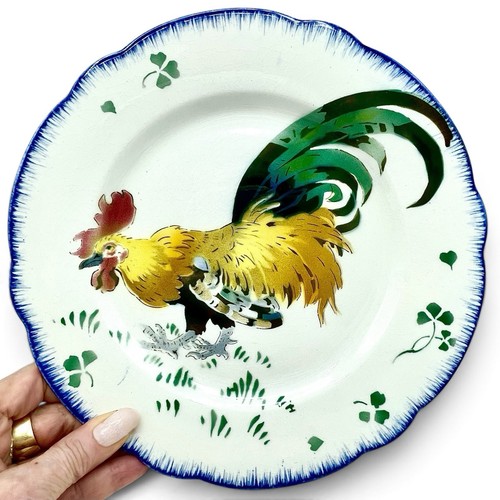 Antique french faience rooster - faience,