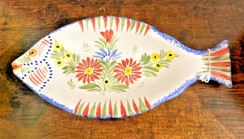 Vintage quimper fish platter - vintage,